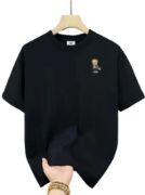 Baskılı Oversize Bisiklet Yaka T-shirt - Siyah resmi